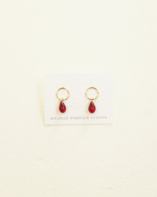 Oxblood Glass Teardrop Studs