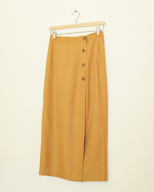 Button Midi Skirt - Camel