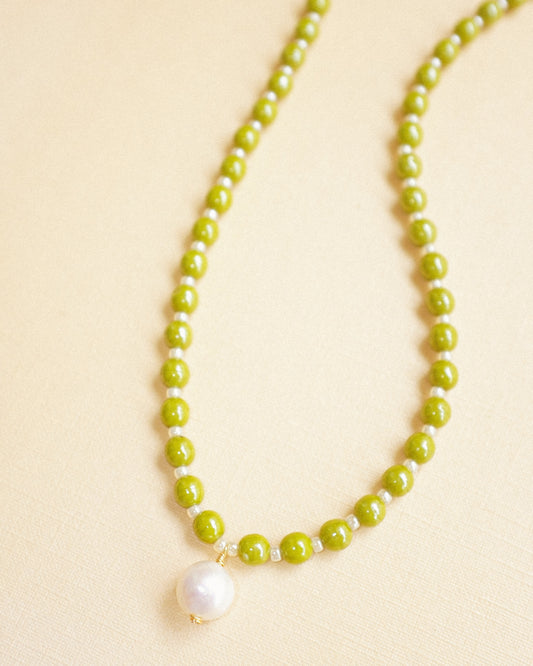 Olive + Pearl Necklace