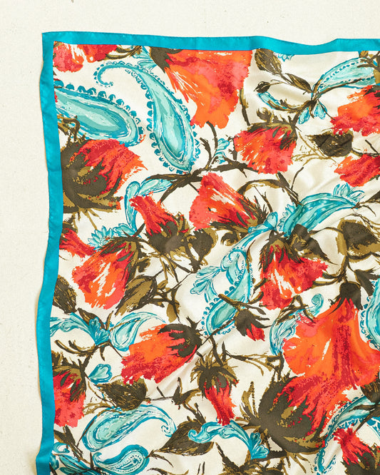 Abstract Teal Silk Scarf