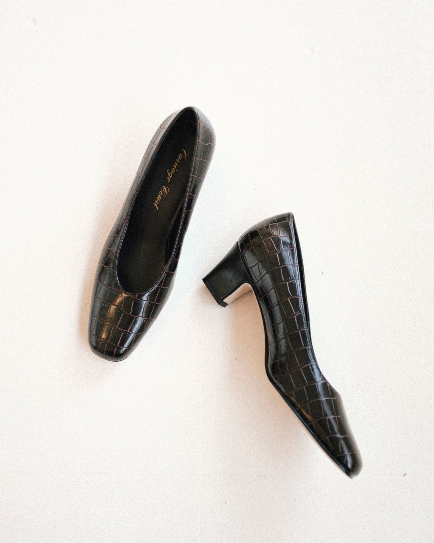 Chocolate Croc Block Heels 6