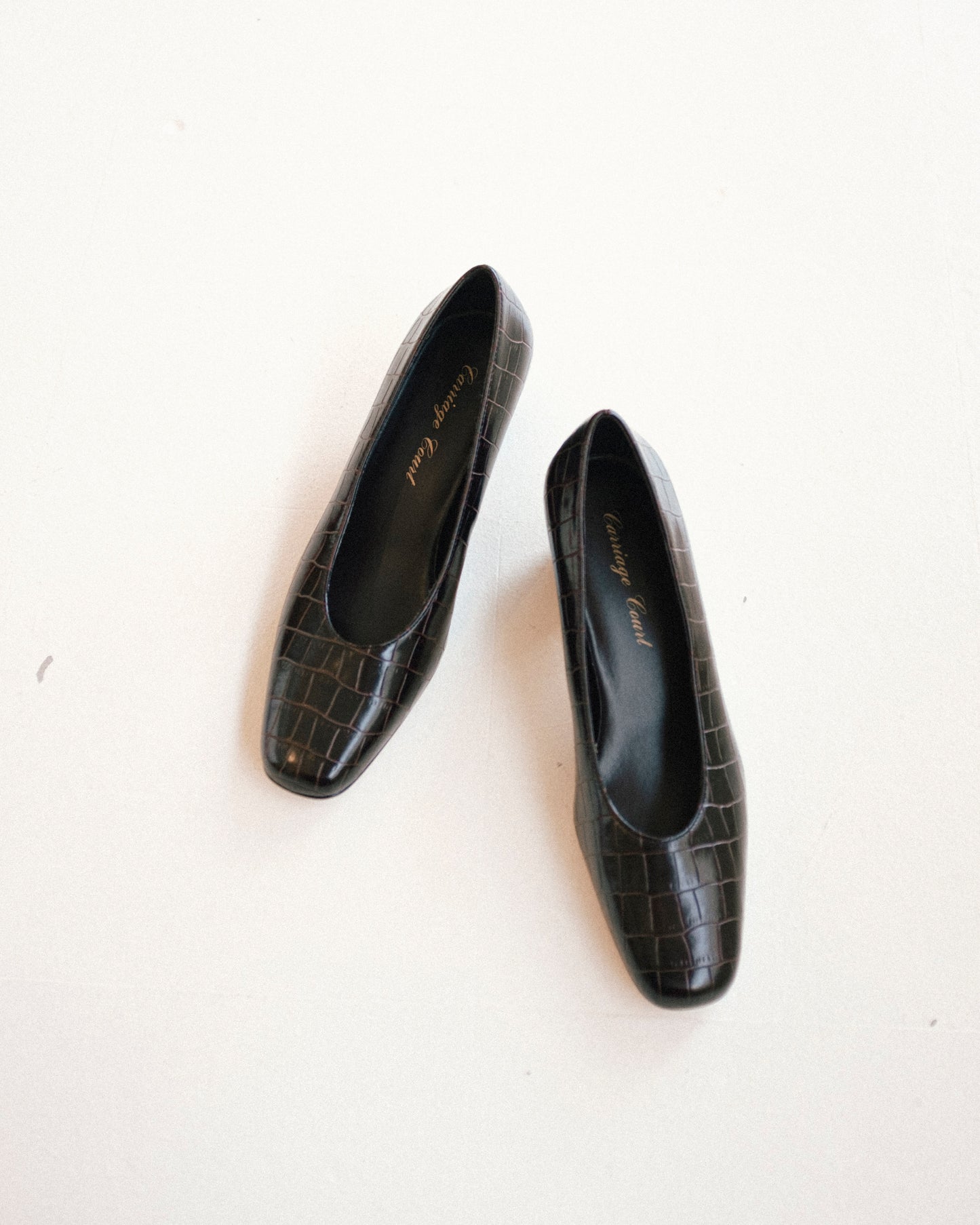 Chocolate Croc Block Heels 6