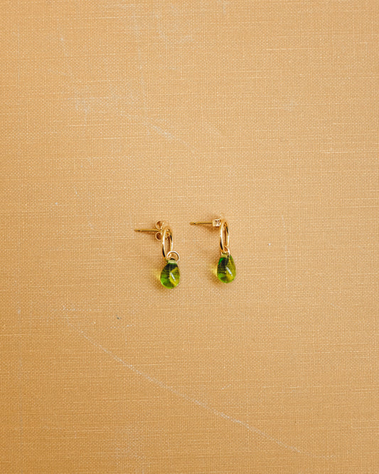Olive Teardrop Studs