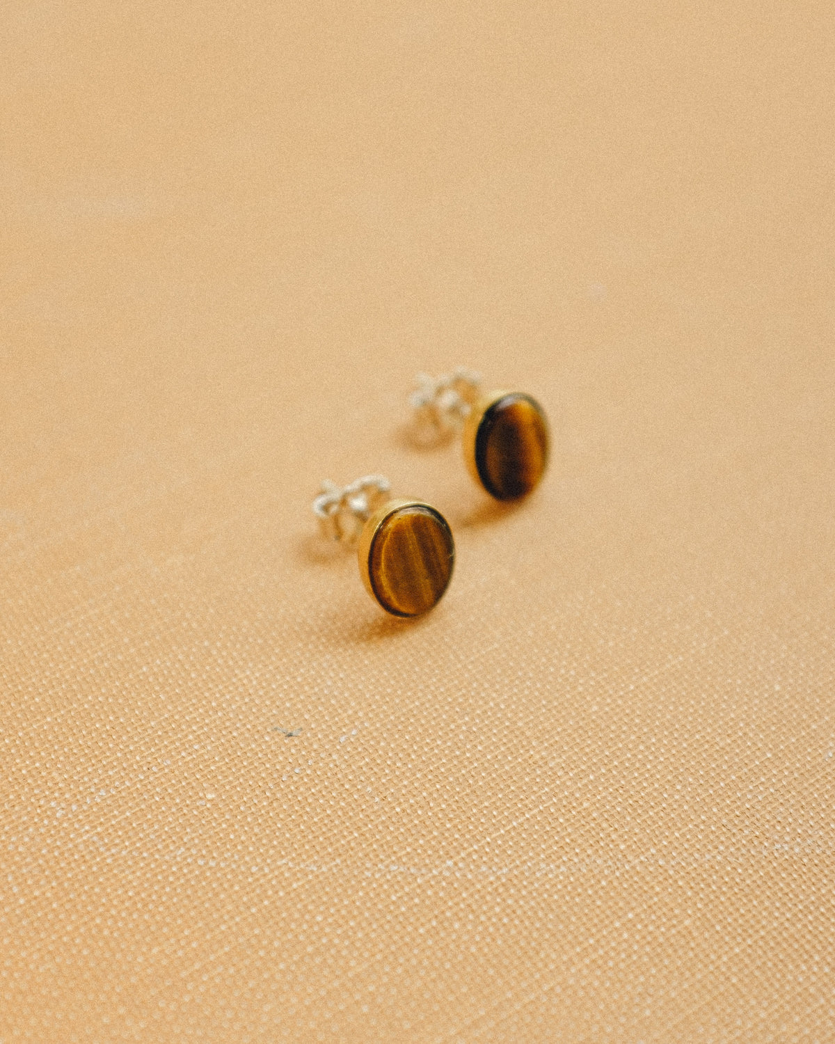 Tiger's Eye Oval Studs