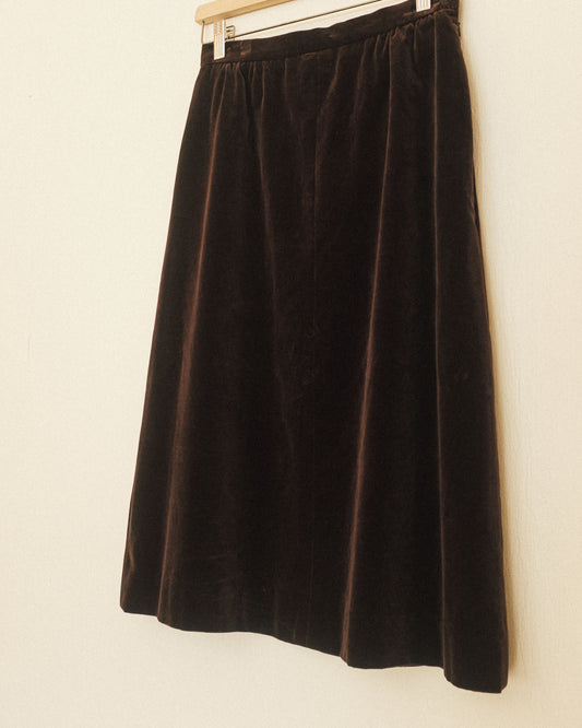 Cocoa Velvet Pencil Skirt