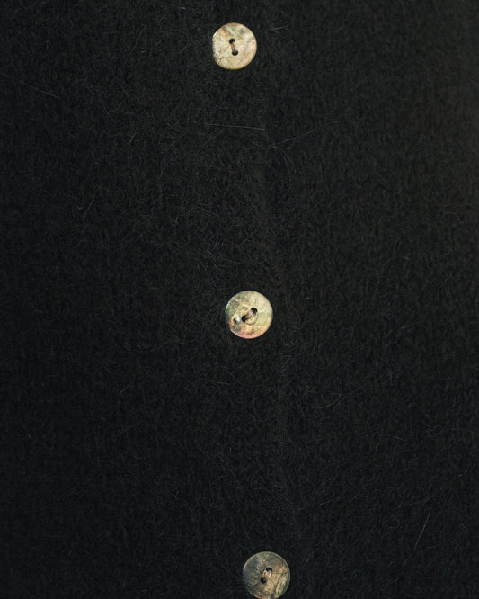 Bubble Sleeve Mohair Cardigan: Noir