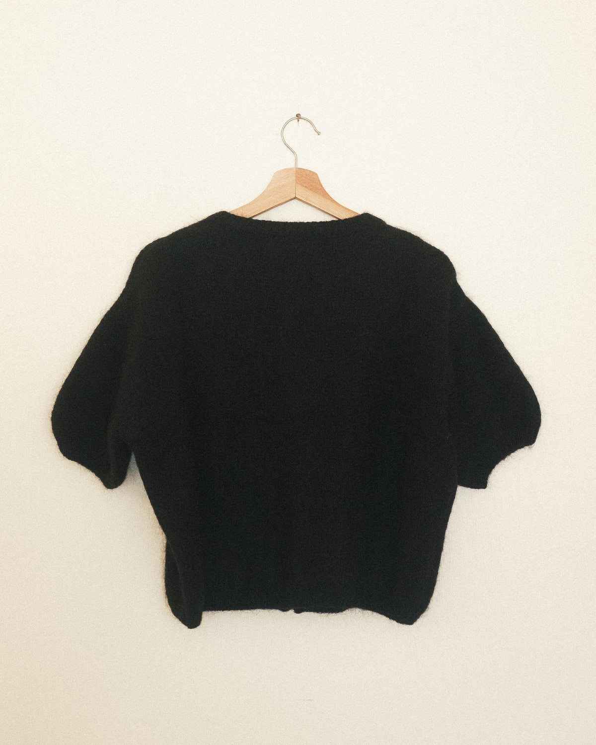 Bubble Sleeve Mohair Cardigan: Noir
