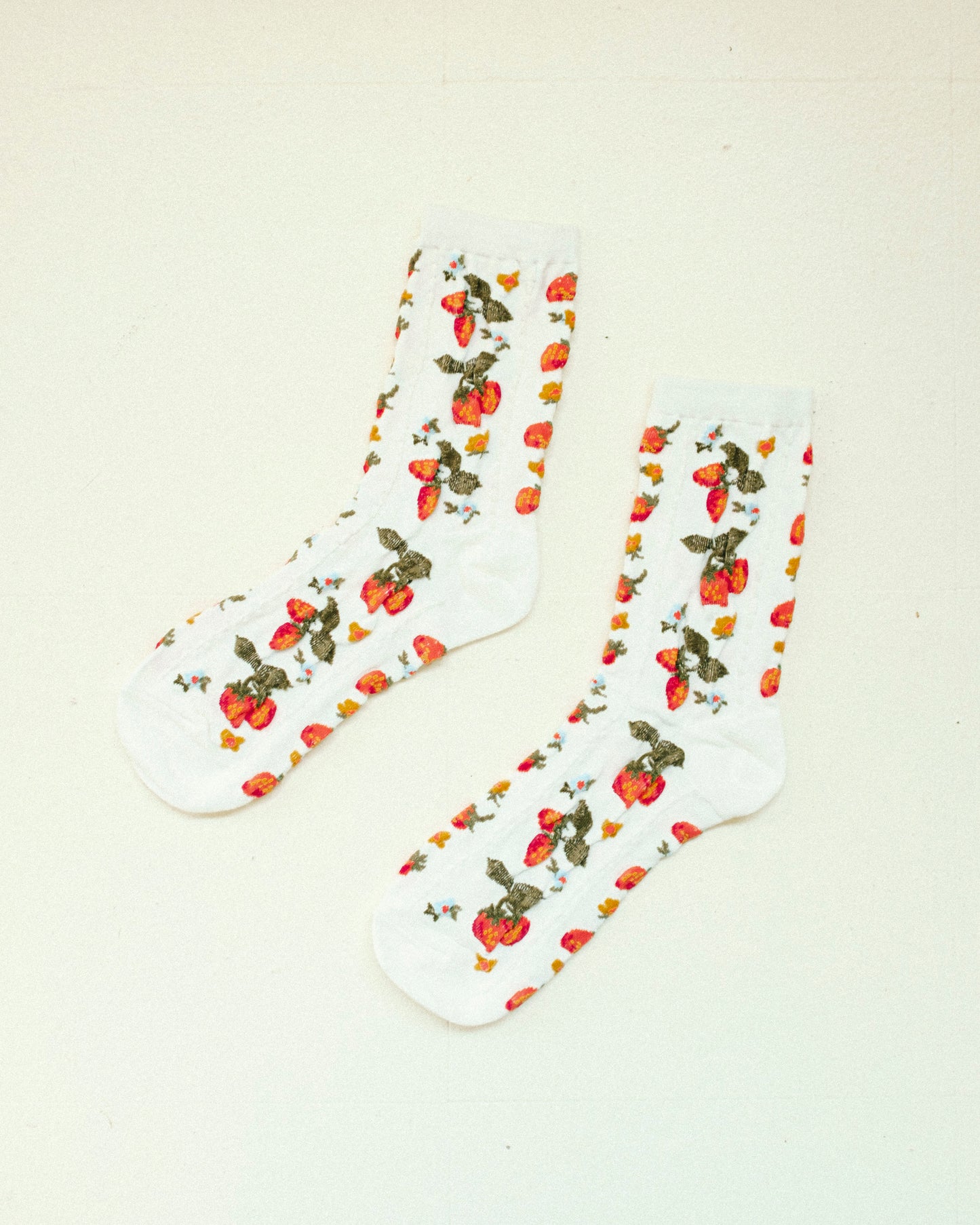 Strawberry Socks - White