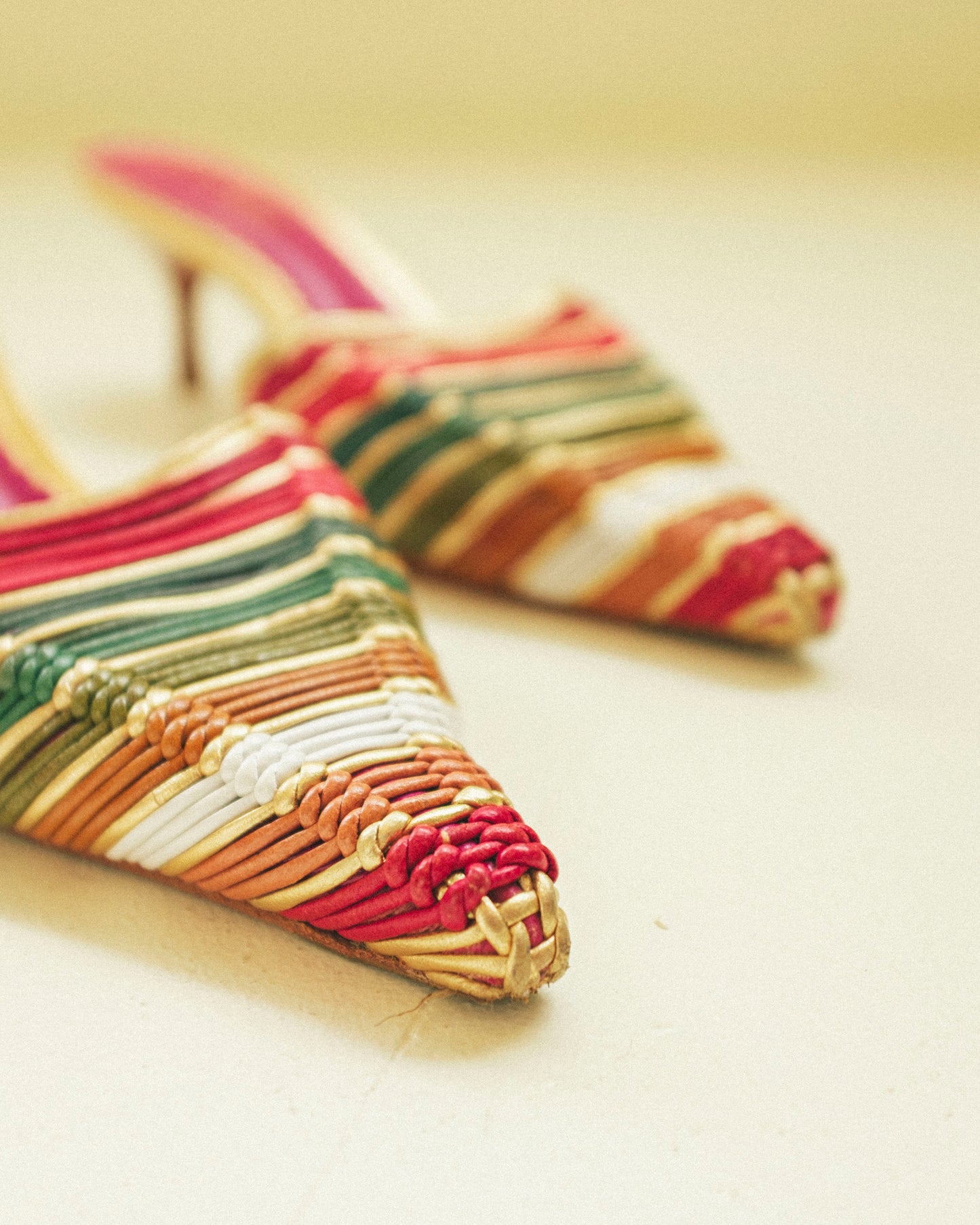 Rainbow Leather Kitten Heels 7.5