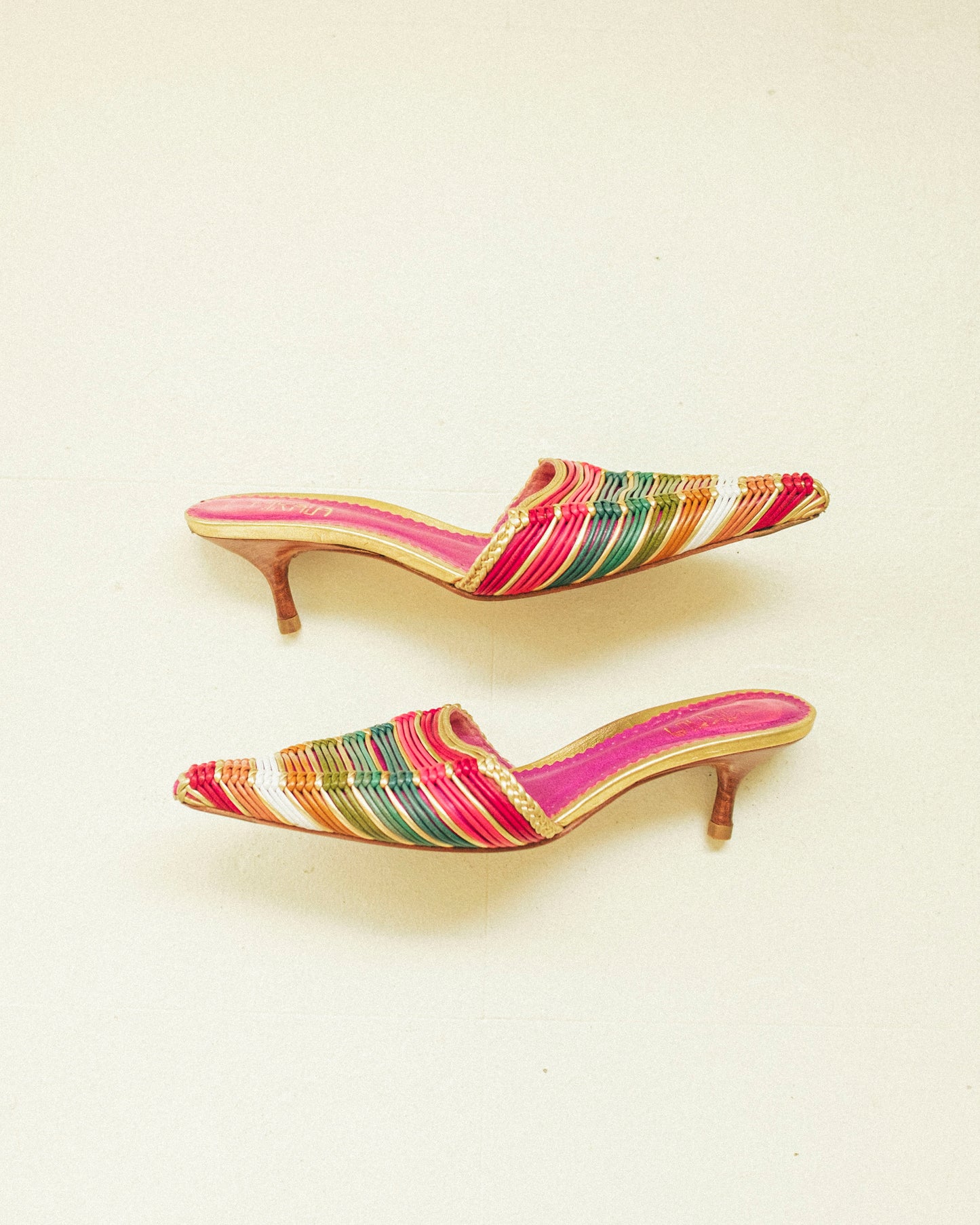 Rainbow Leather Kitten Heels 7.5