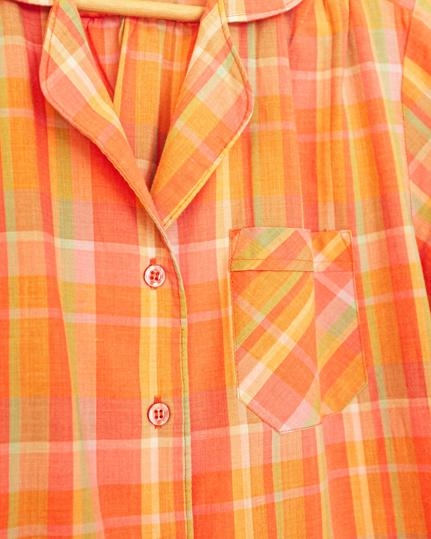 Tangerine Plaid Button Up
