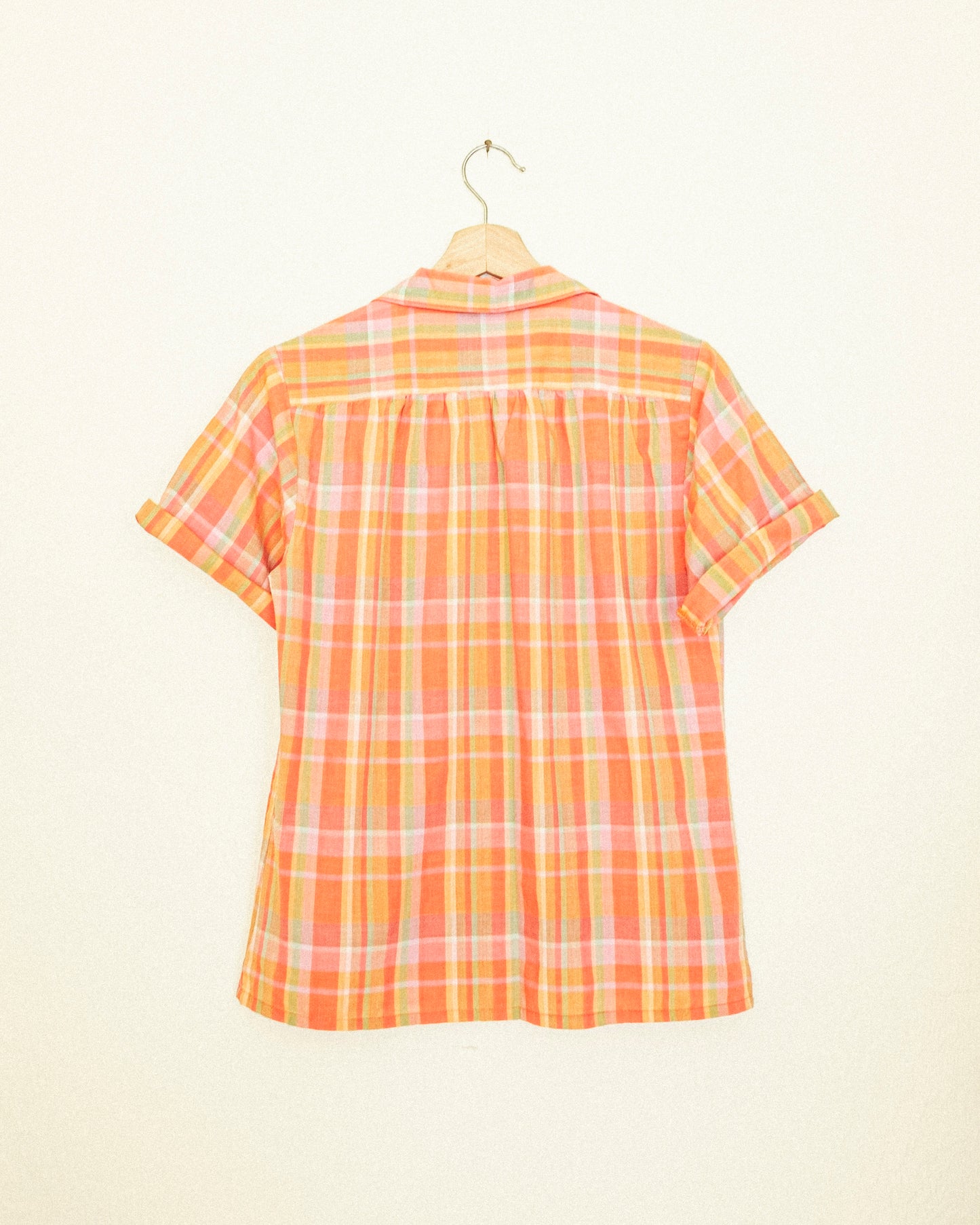 Tangerine Plaid Button Up