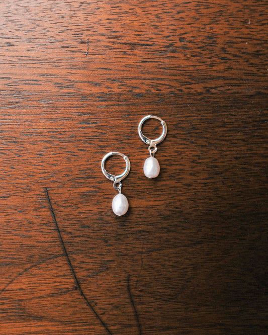 Silver Pearl Huggies