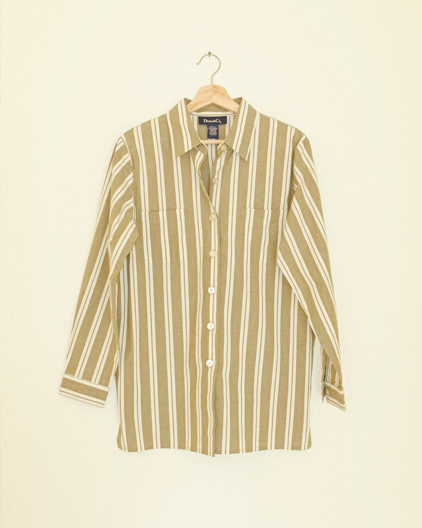 Olive Stripe Button Up