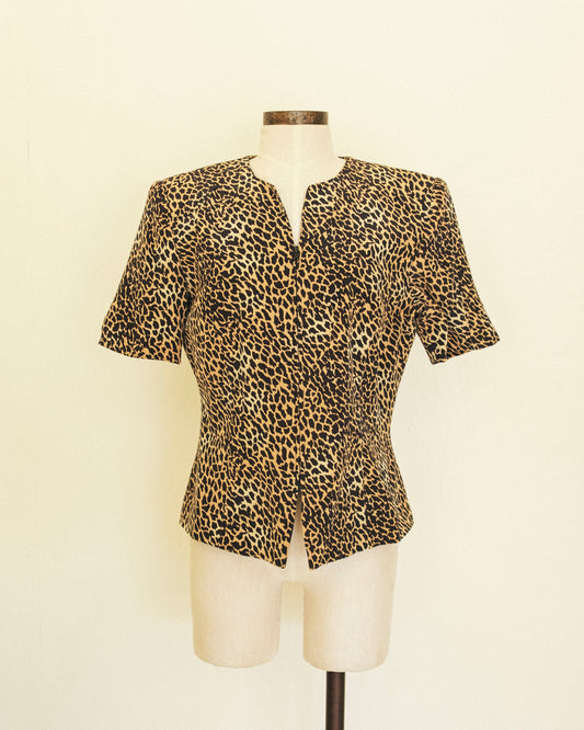 Leopard Zip Top