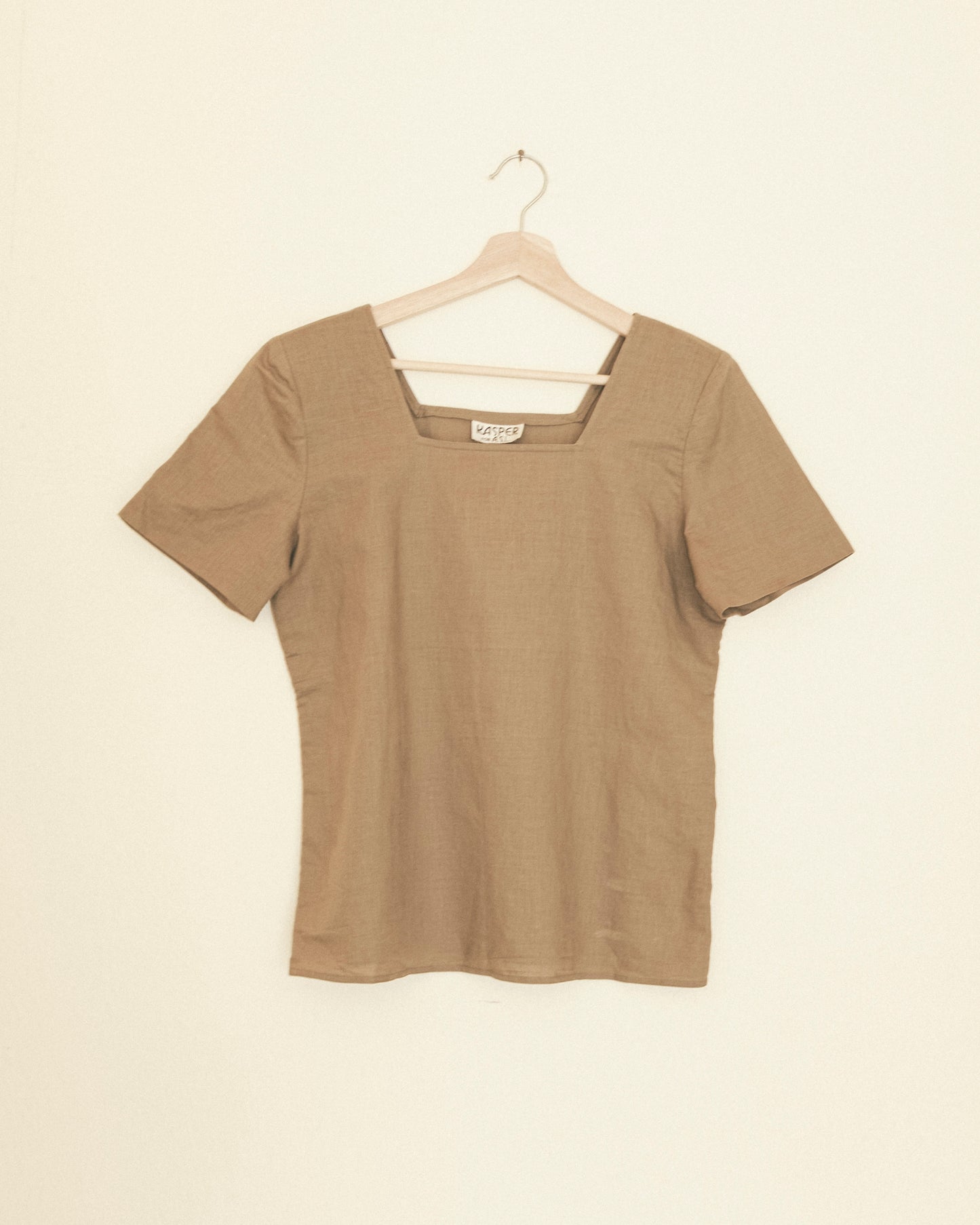 Taupe Square Neck Top