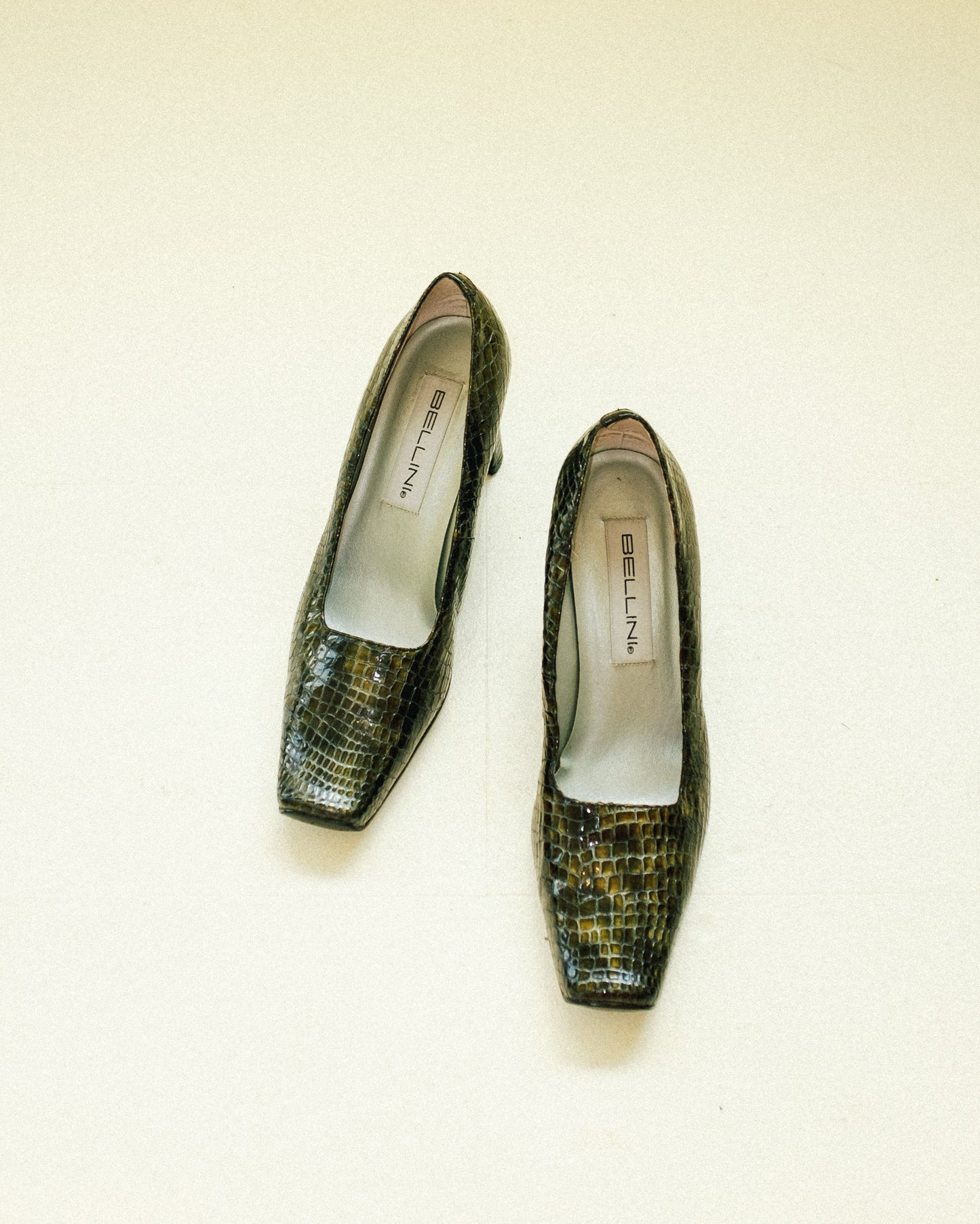 Olive Patent Block Heels 8.5