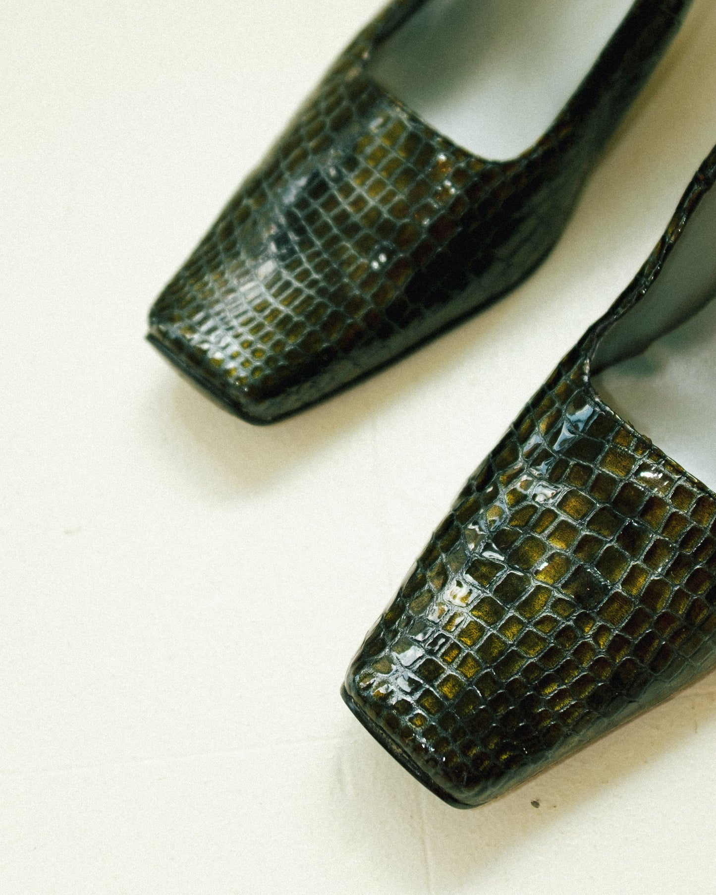 Olive Patent Block Heels 8.5