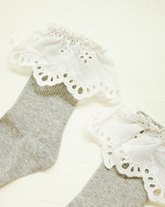 Lace Trimmed Socks - Gray