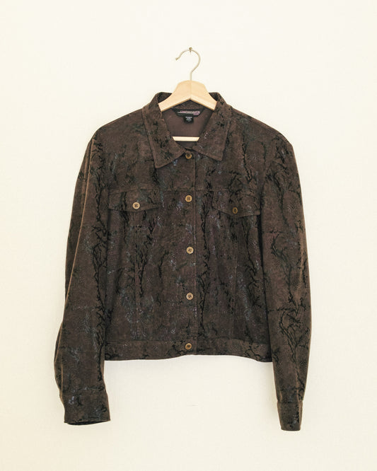 Olive Python Trucker Jacket