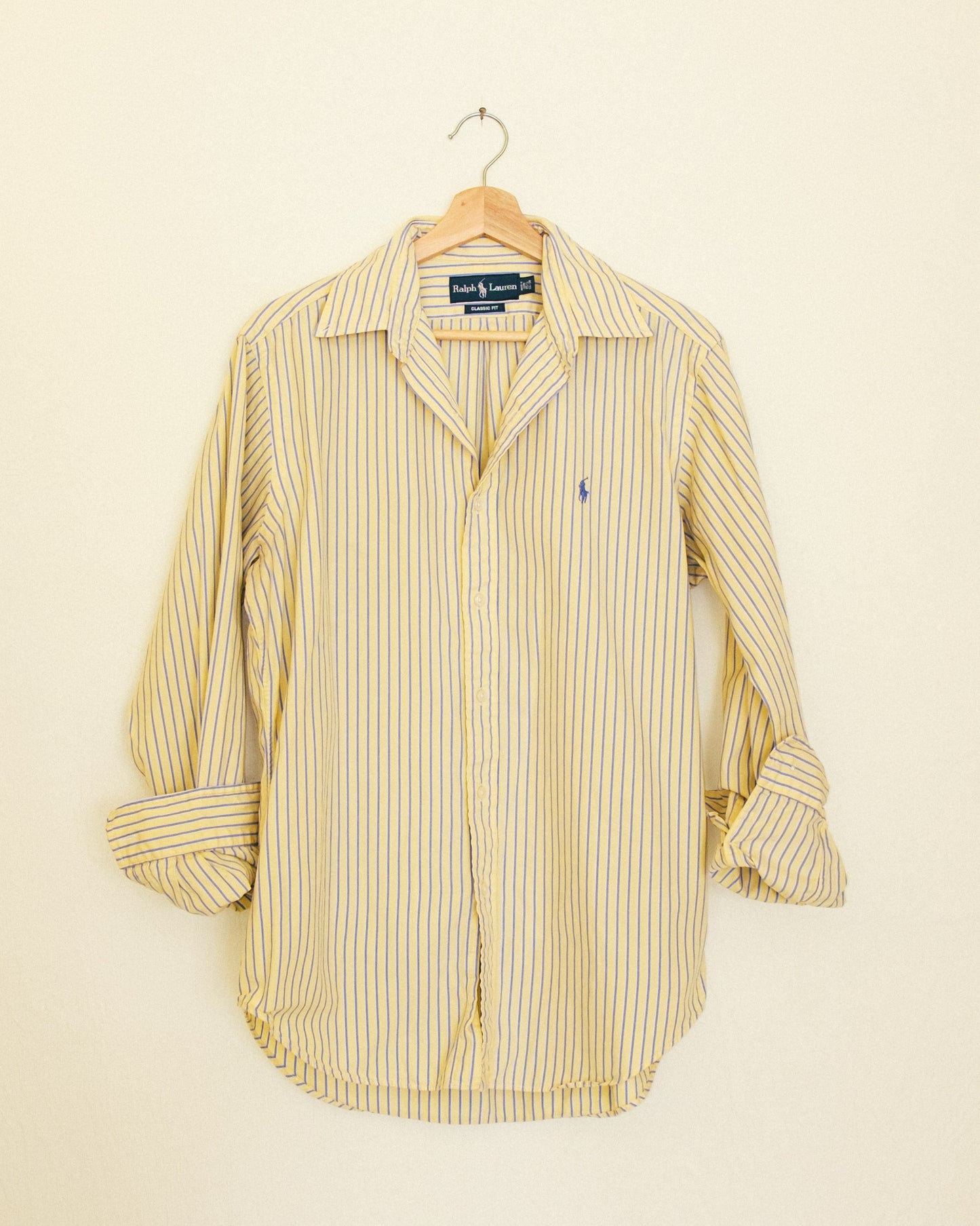 Boyfriend Button Up - Yellow + Blue Stripe