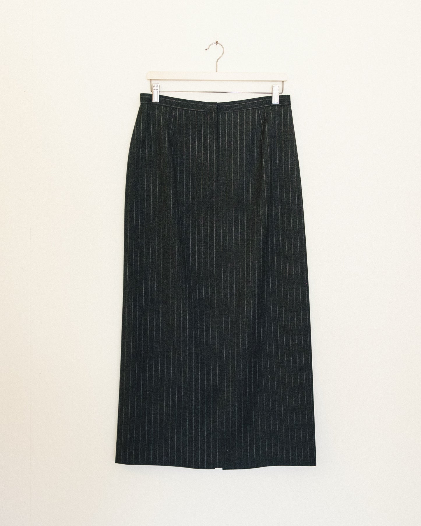 Charcoal Pin Stripe Midi Skirt