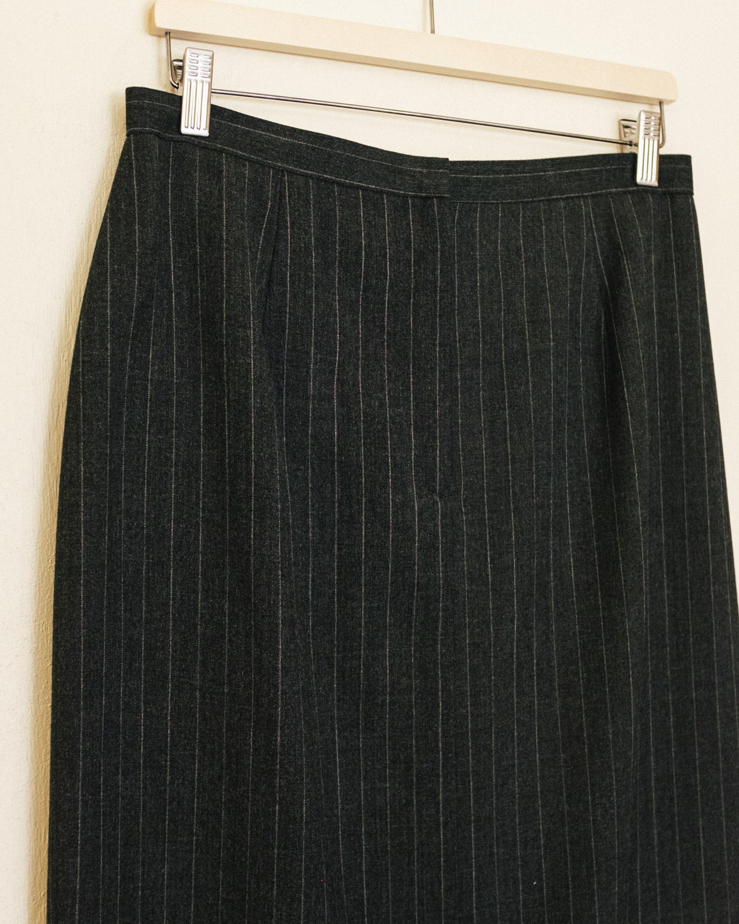 Charcoal Pin Stripe Midi Skirt