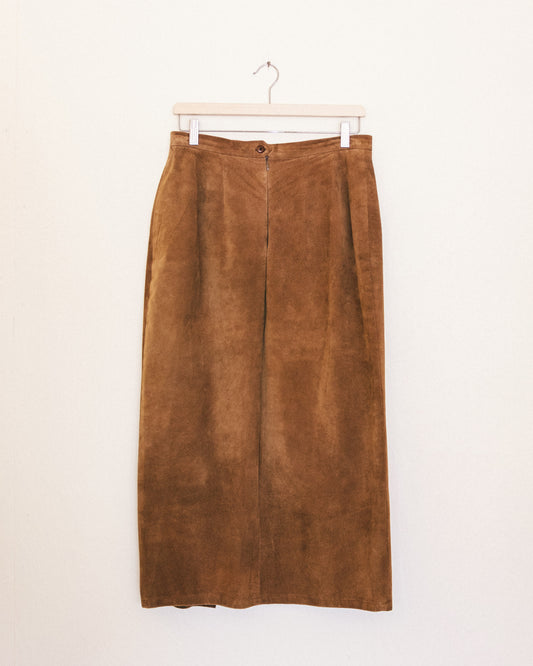 Chestnut Suede Midi Skirt