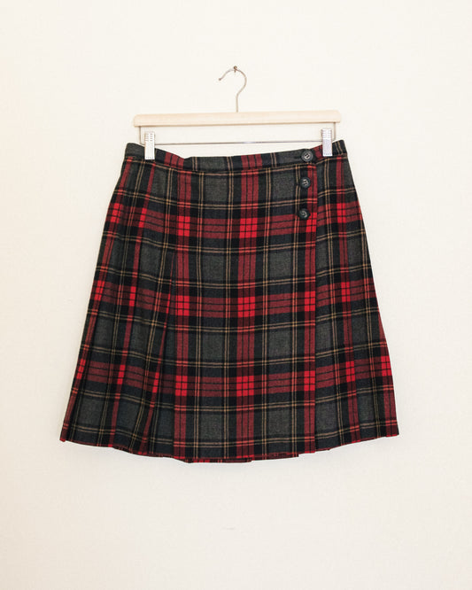 Grey Plaid Mini Skirt