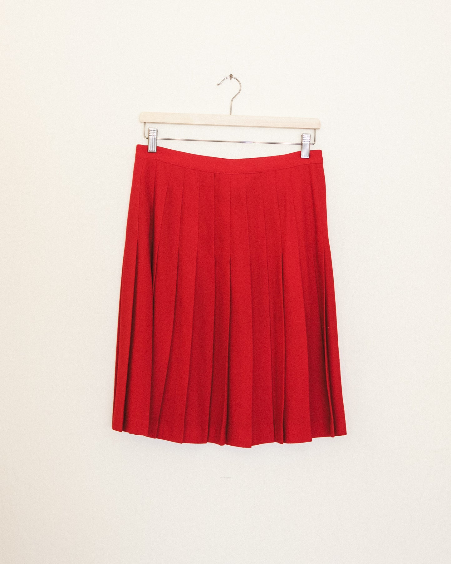 Red Pleated Mini Skirt