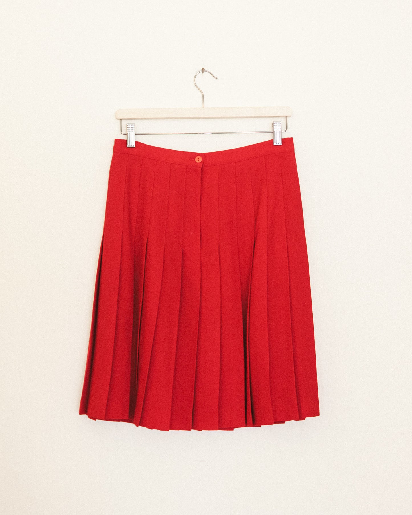 Red Pleated Mini Skirt