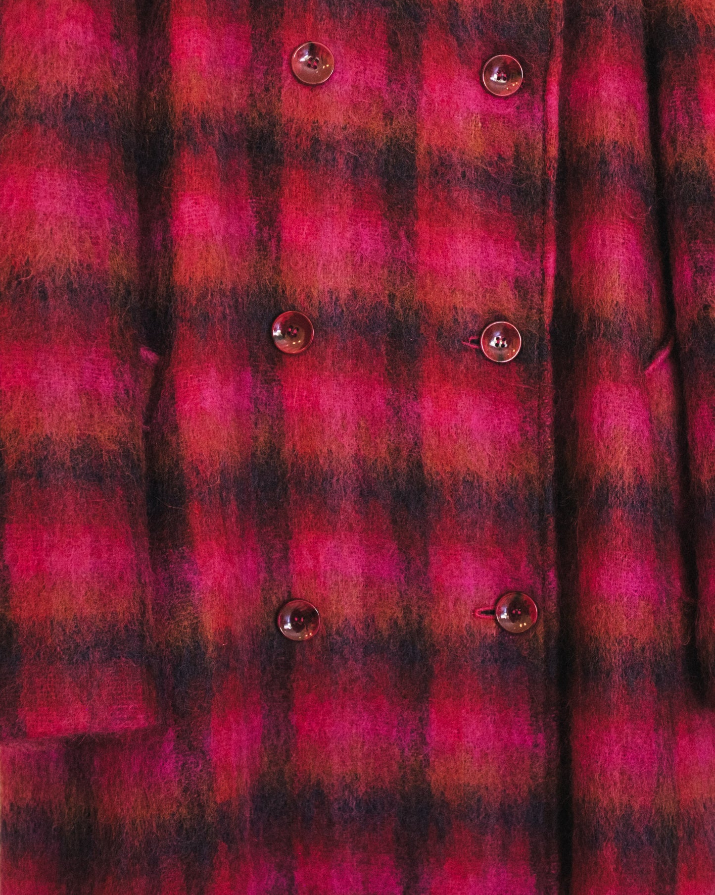 Berry Plaid Mohair Coat