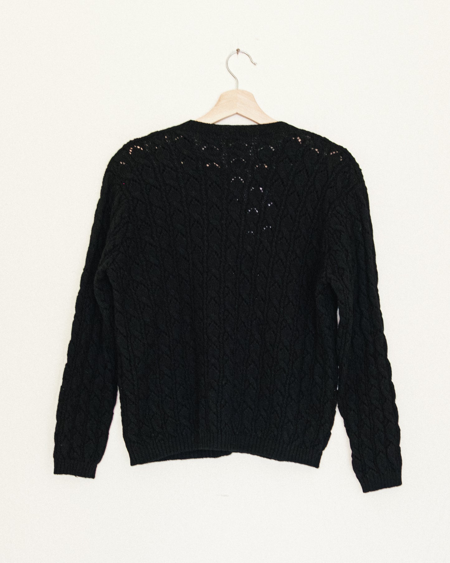 Black Crochet Wool Cardigan
