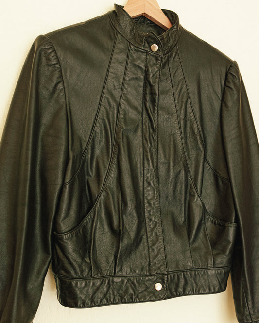 Noir Cropped Moto Jacket