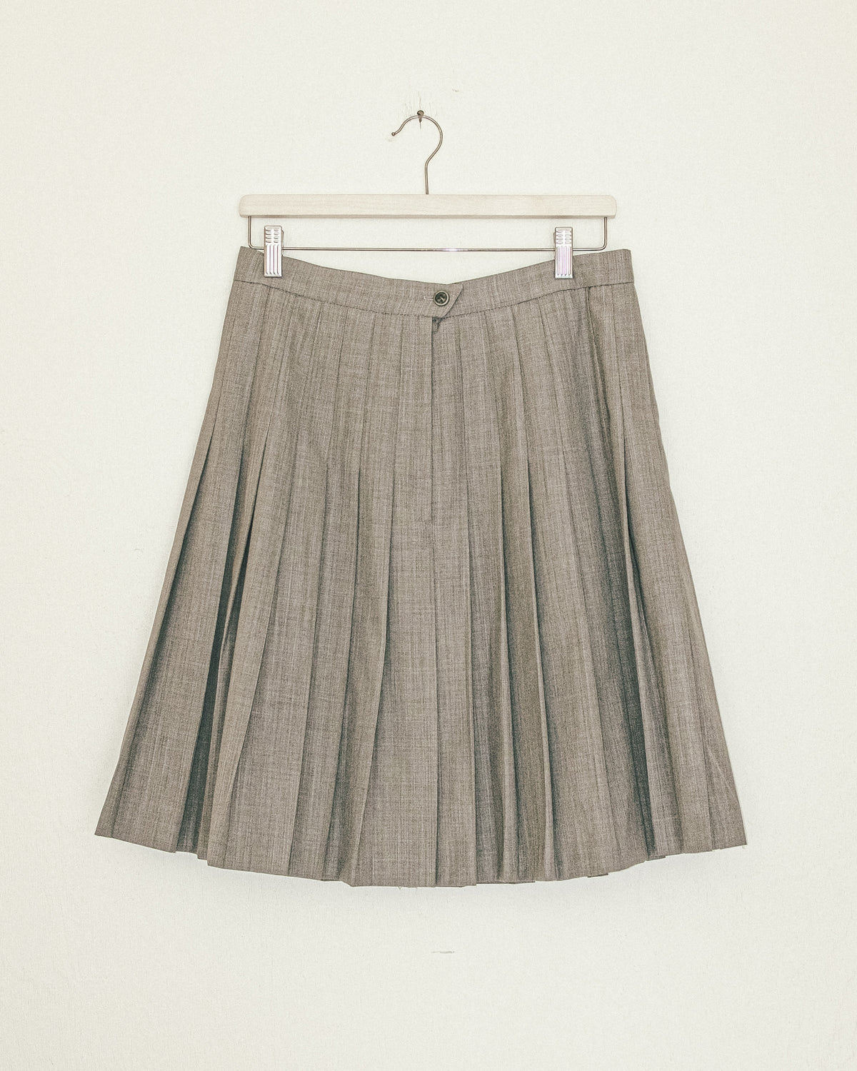 Silver Pleated Wool Skirt