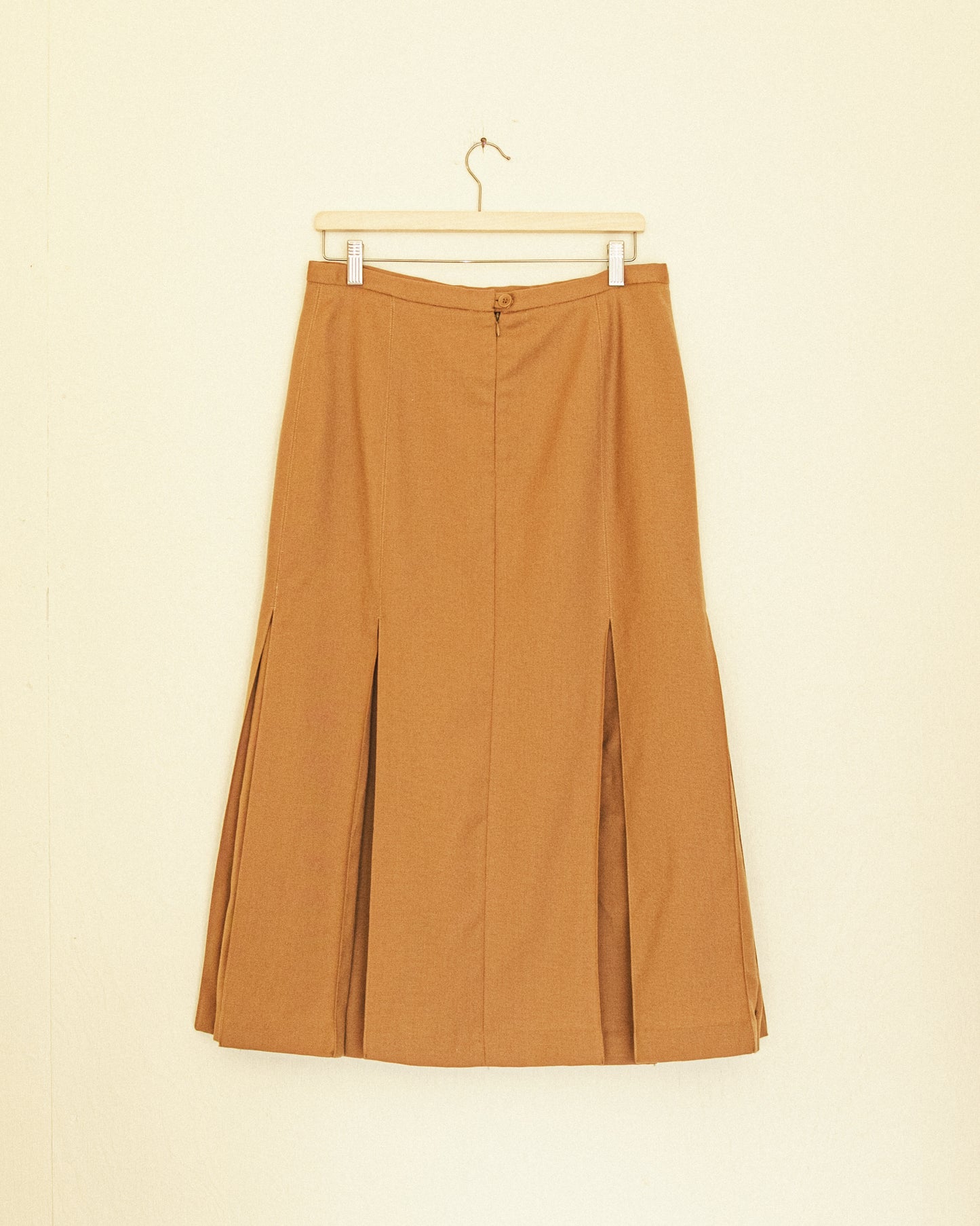 Camel Midi Pleat Skirt