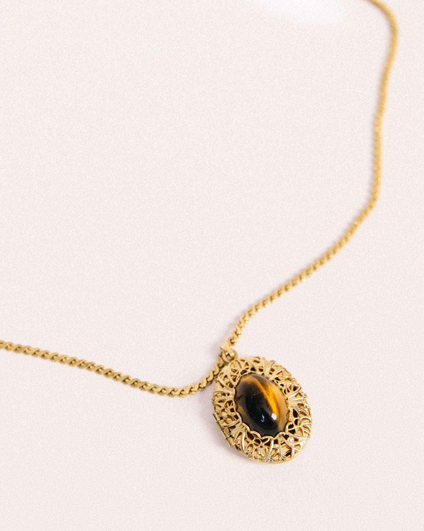Tiger's Eye Locket Necklace