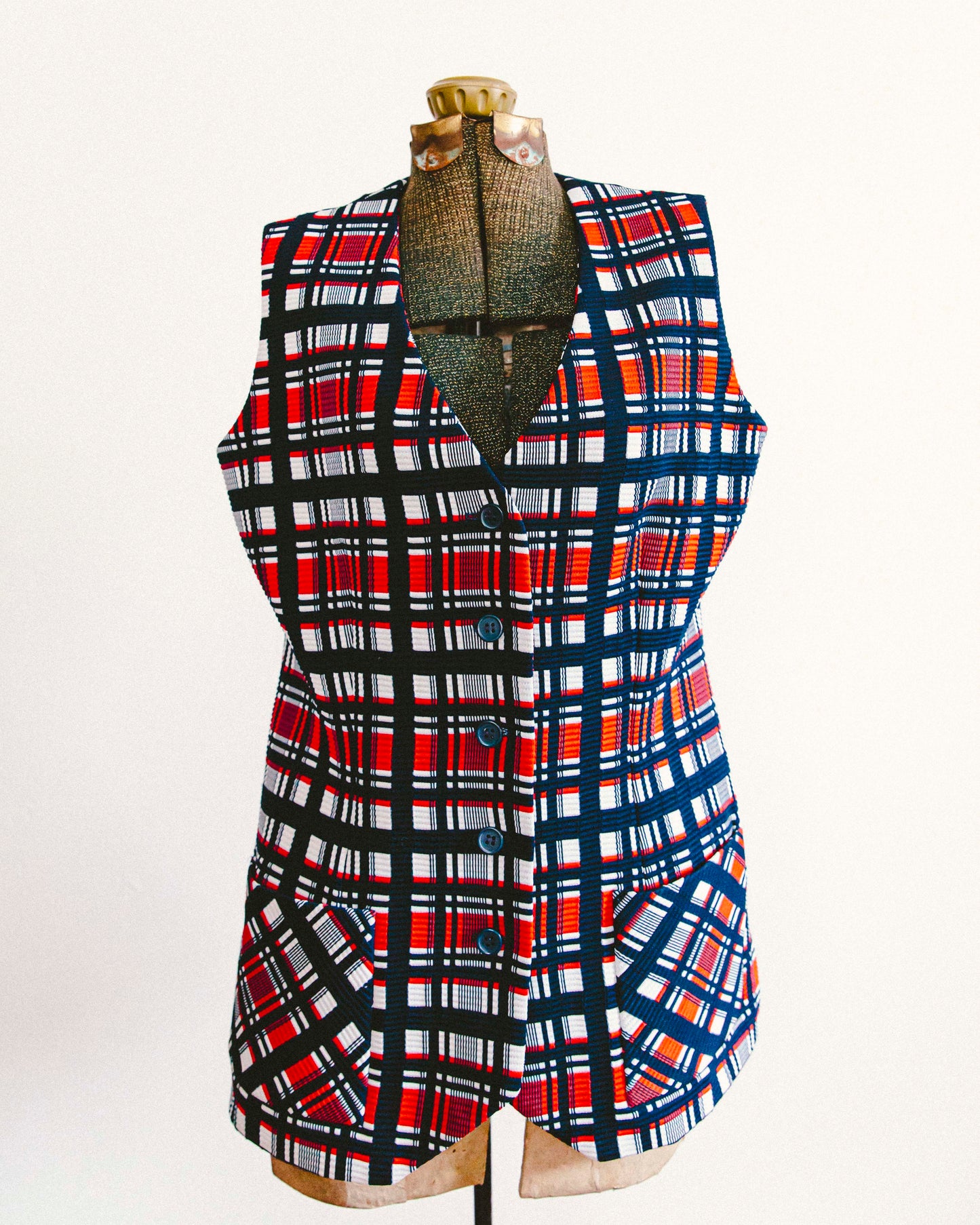 70's Plaid Tunic Vest