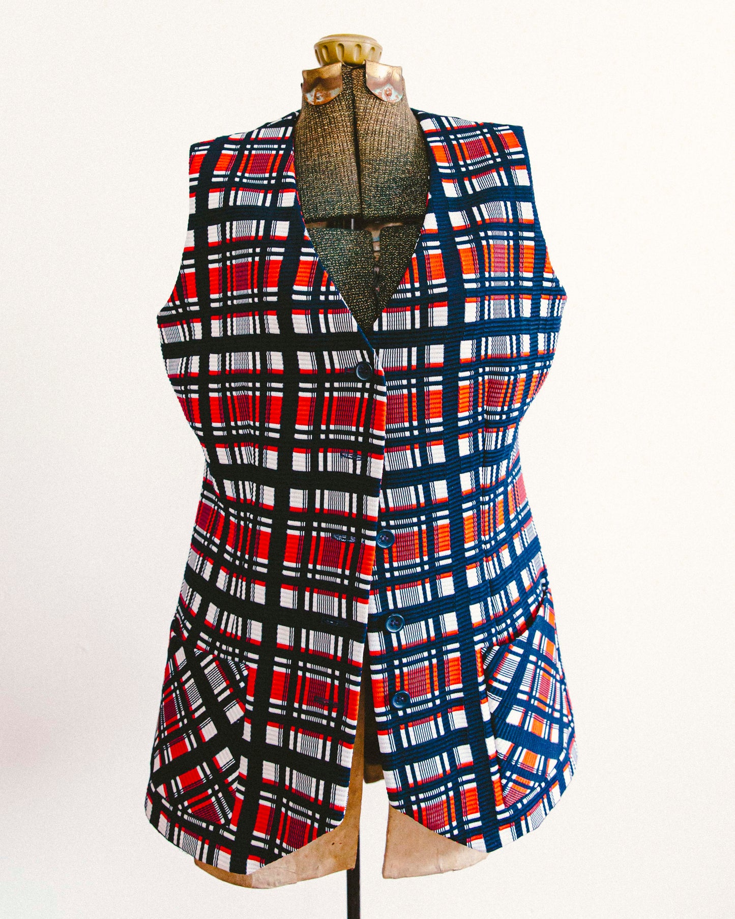 70's Plaid Tunic Vest