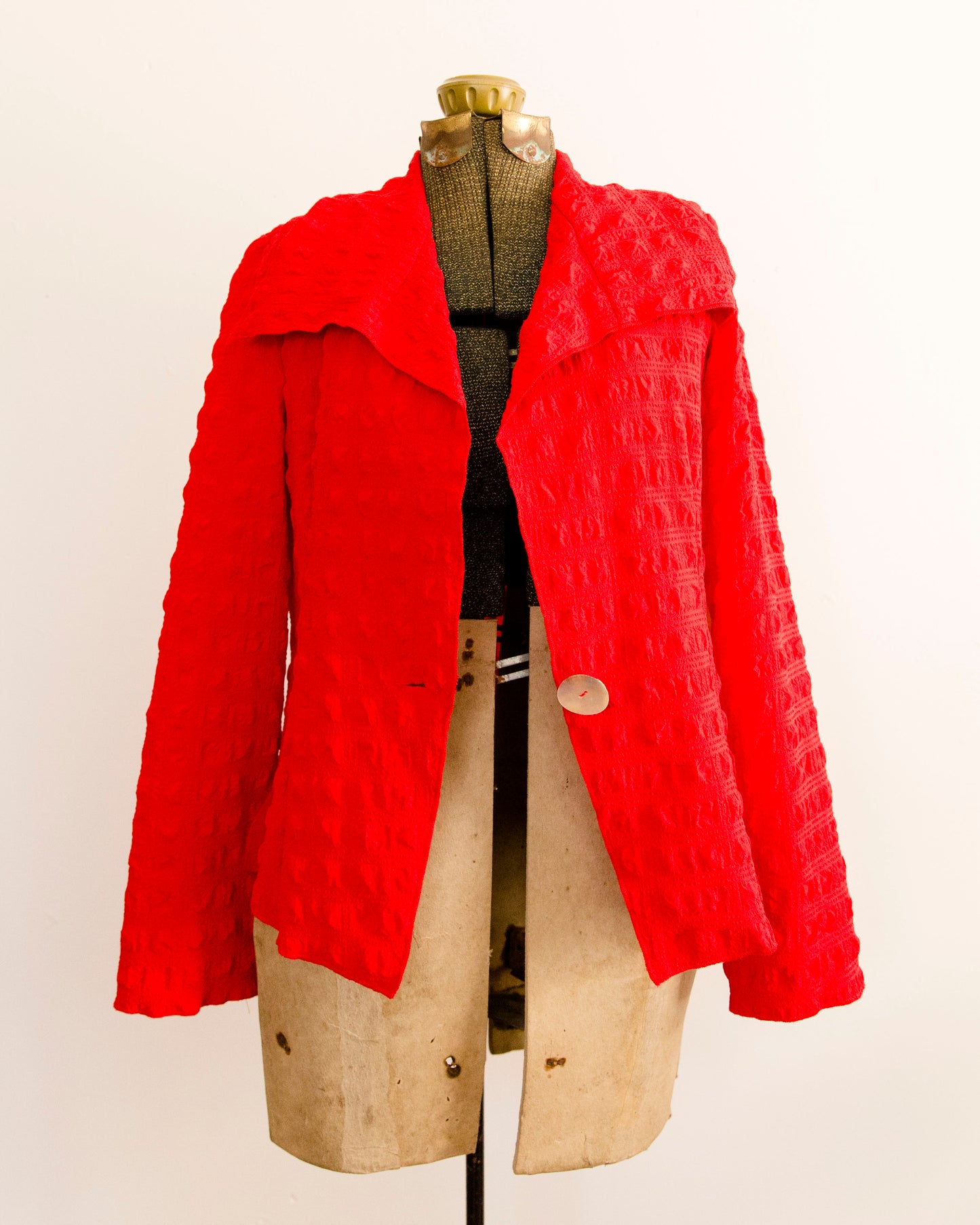 Red Crinkle Blouse
