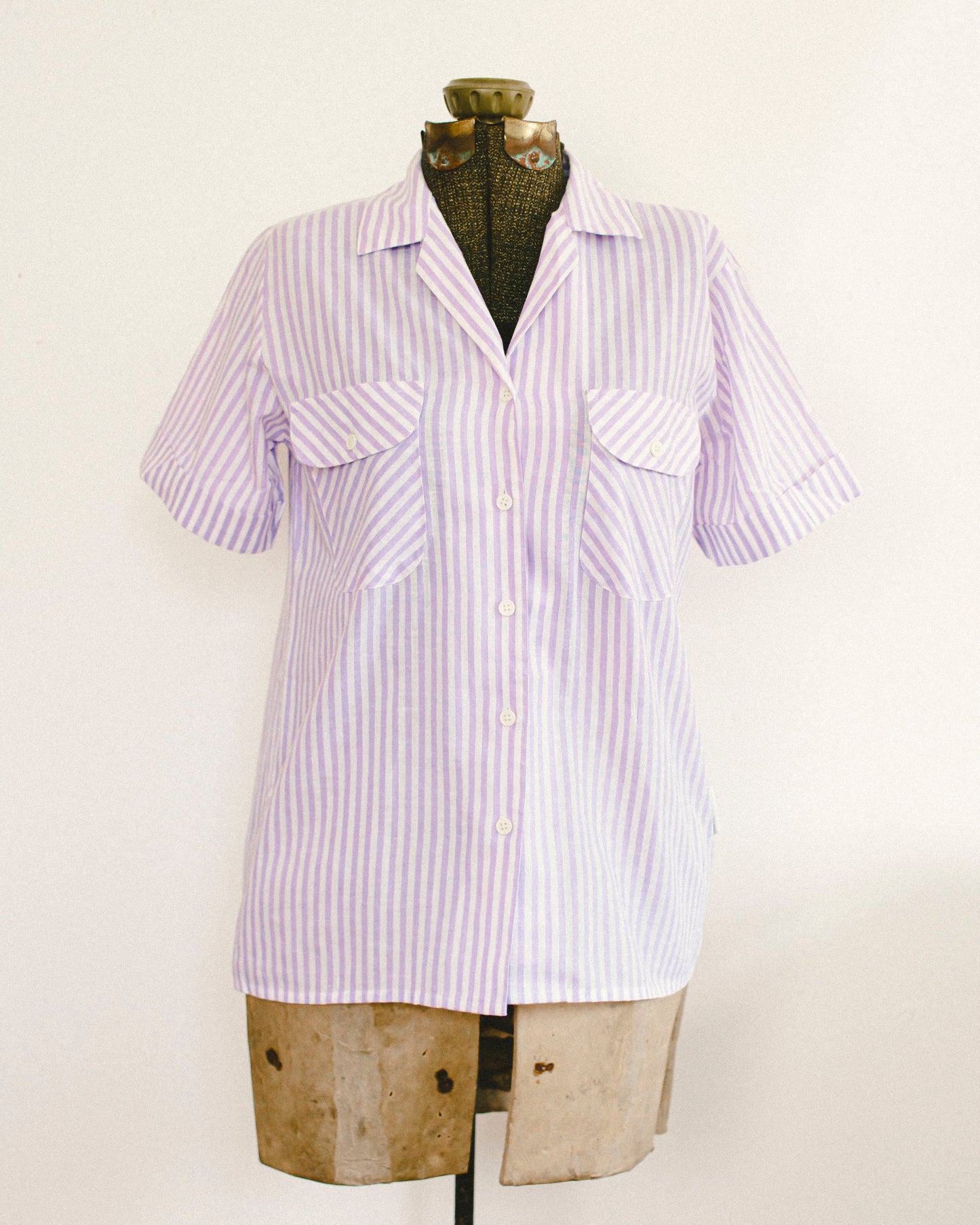 Lavender Stripe Button Up