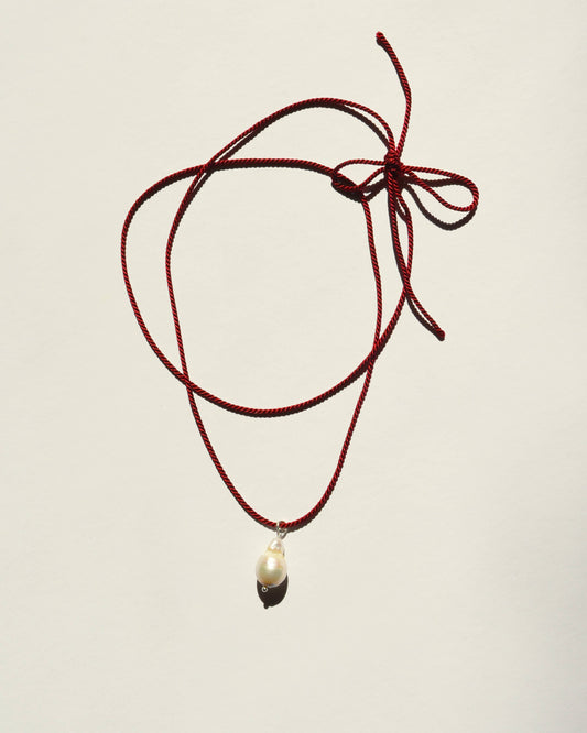 Cherry Pearl Rope Necklace