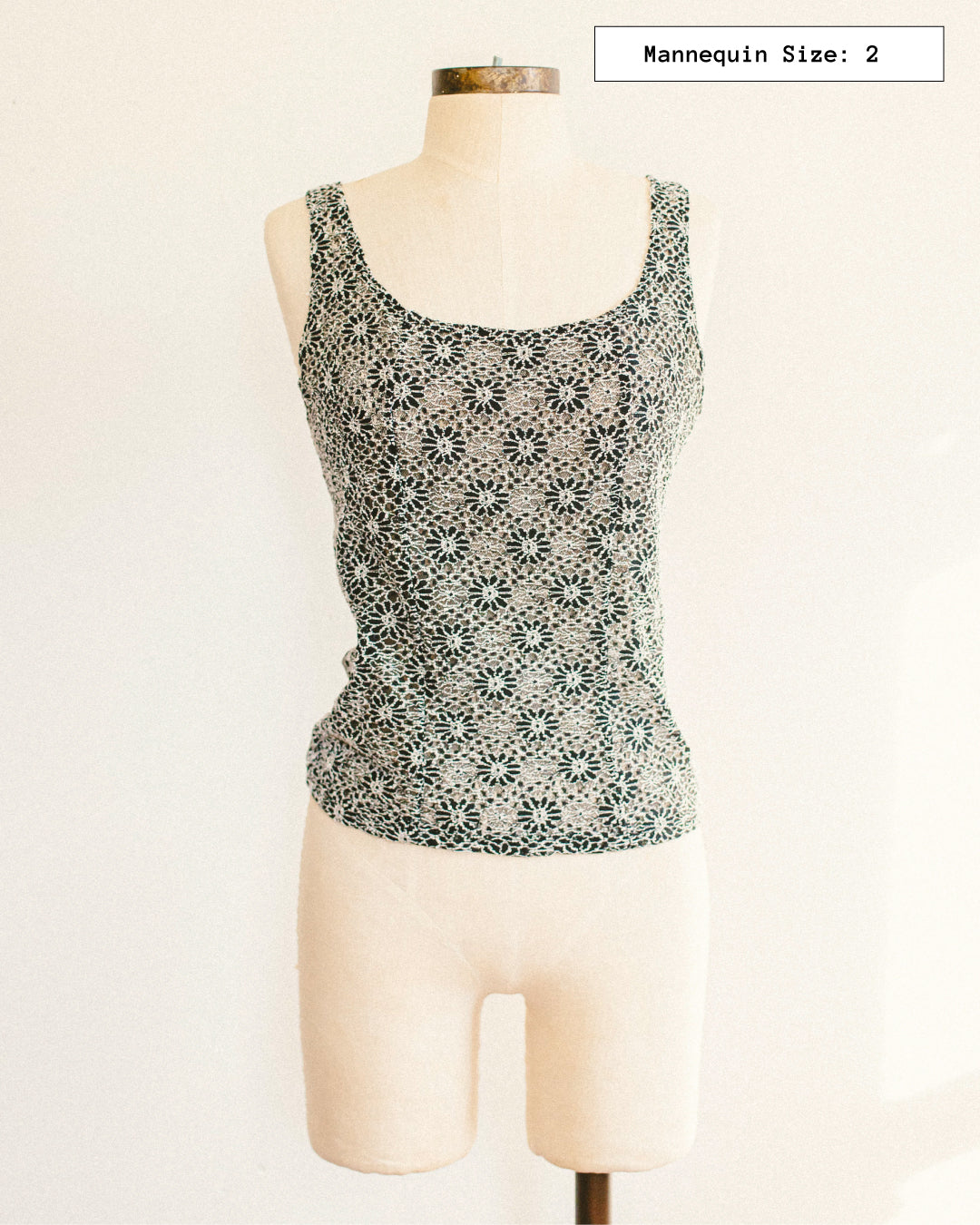 Silver Flower Mesh Top