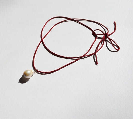 Cherry Pearl Rope Necklace