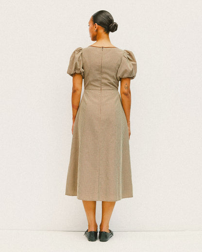 Cocoa Gingham Midi Dress