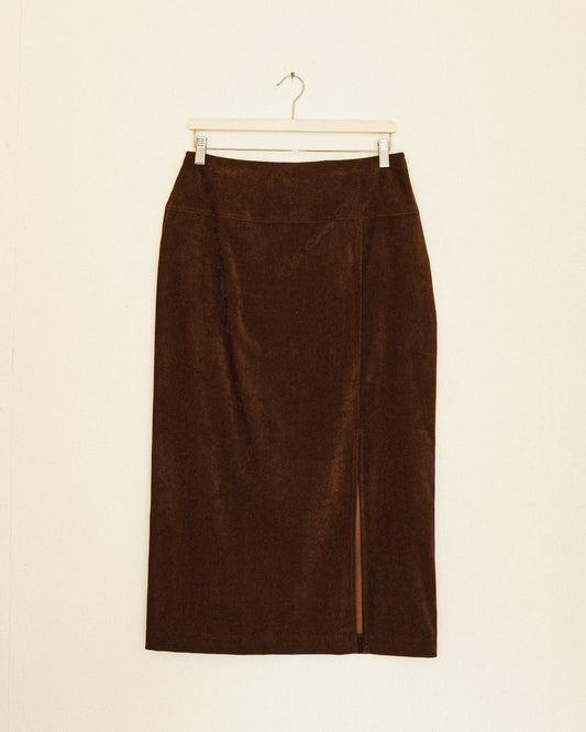 Cocoa Microsuede Midi Skirt