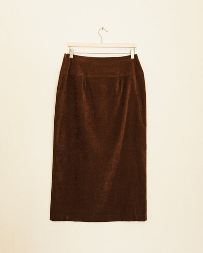 Cocoa Microsuede Midi Skirt