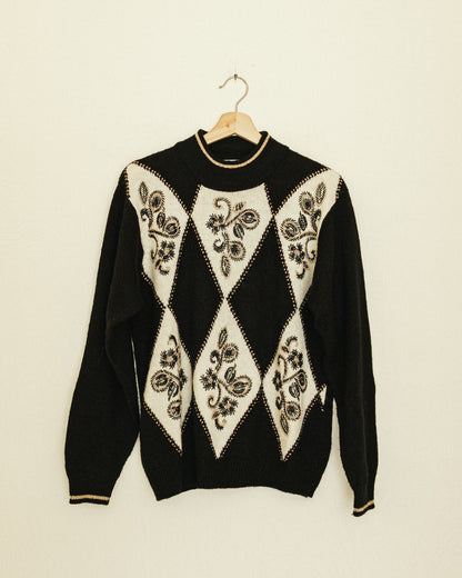 Beaded Argyle Sweater