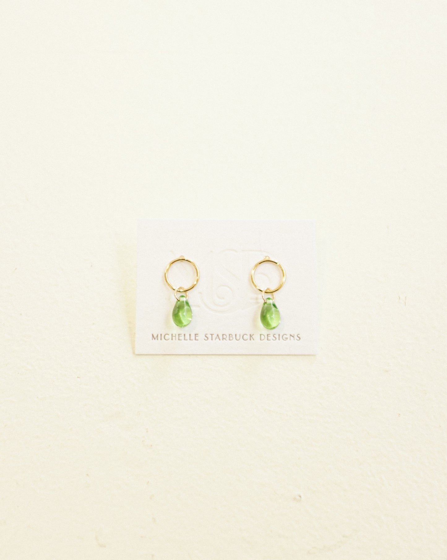 Peridot Glass Teardrop Studs