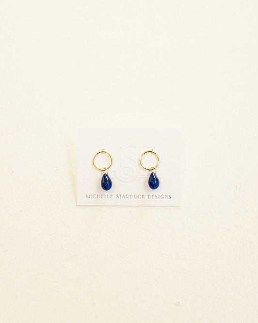 Cobalt Glass Teardrop Studs